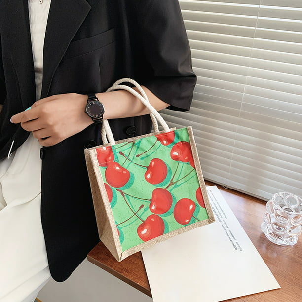 Bolsa Bolsos de mano con estampado de frutas para mujer a la moda