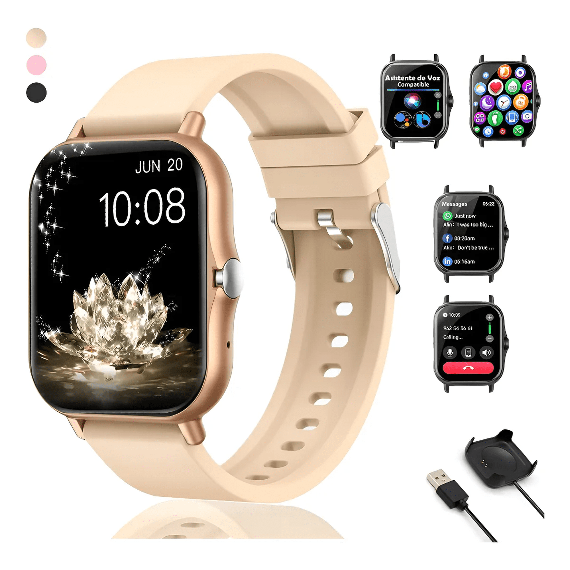 Smartwatch reloj inteligente llamadas hombre mujer xtellar negro dorado