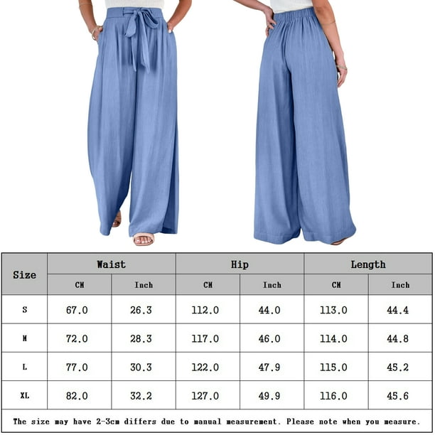 Pantalones Pantalones elegantes para mujer, pantalones informales de talle  alto, bolsillos, pantalones de verano, atuendo diario Cgtredaw Azul T XL  para Mujer