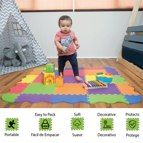 Tapete para Bebé Colores con Pared Perimetral | de Juego | Tapetes de Espuma | Alfombr Lurko Colores Con | Bodega en línea