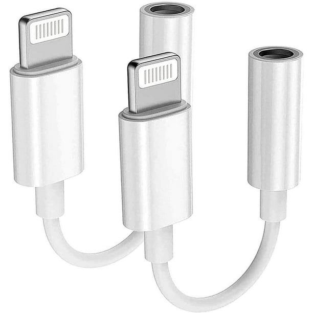 Adaptador de conector de auriculares Lightning a 3,5 mm de 2 paquetes para  Apple, cable auxiliar de audio y auriculares/auriculares estéreo Rojo Verde  YXX038