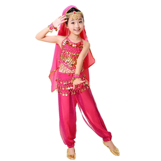 Ropa de danza del vientre para mujer, traje de danza del vientre de la  India, ropa de baile roja para niñas, ropa india de moda para adultos
