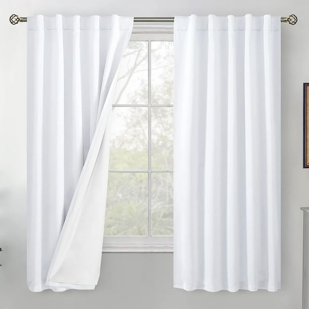 DWCN Cortinas blancas de oscurecimiento de habitación para  cocina/dormitorio, 60 x 36 pulgadas de largo, cortinas de ventana de ahorro  de energía para