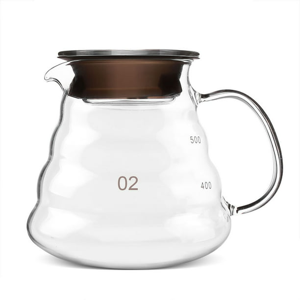 Cafetera de vidrio de 13.5 fl oz, cafetera con filtro extraíble, recipiente  de café con escala para café y té en la oficina y el hogar