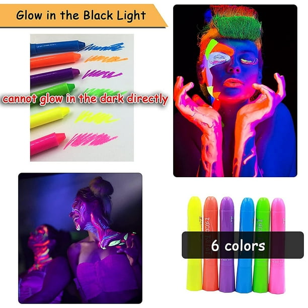 Pintura fluorescente de 12 piezas que brilla en la oscuridad, crayones de  pintura corporal lavables, accesorios de maquillaje para fiestas, Halloween