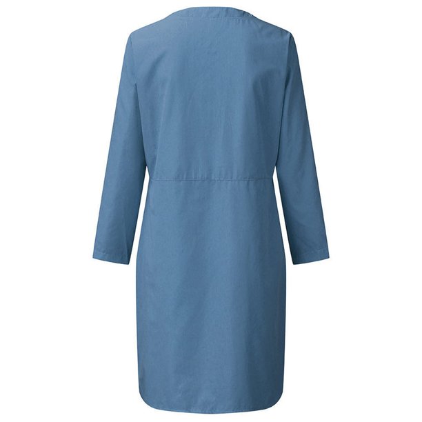 Vestido largo básico de lino y algodón Color sólido Estilo bohemio para  mujer Traje de diario de corte holgado FLhrweasw Nuevo