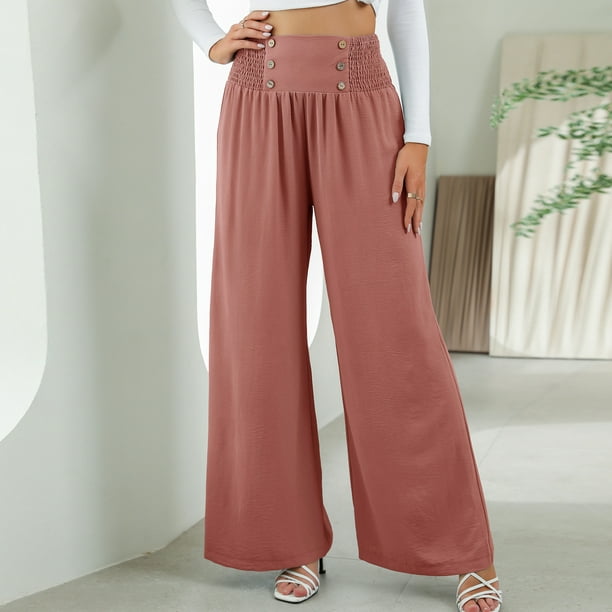 Pantalones Pantalones holgados de mujer Pantalones casuales de verano de  cintura alta Cintura elásti Ygjytge Rosa T M para Mujer