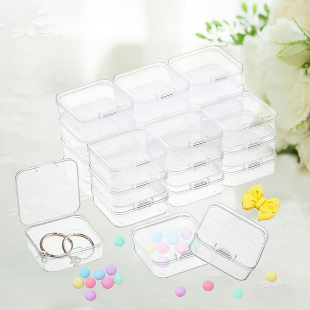 Pequeña caja de herramientas de plástico con divisores extraíbles, caja  organizadora de piezas pequeñas transparentes de 15 compartimentos, caja de