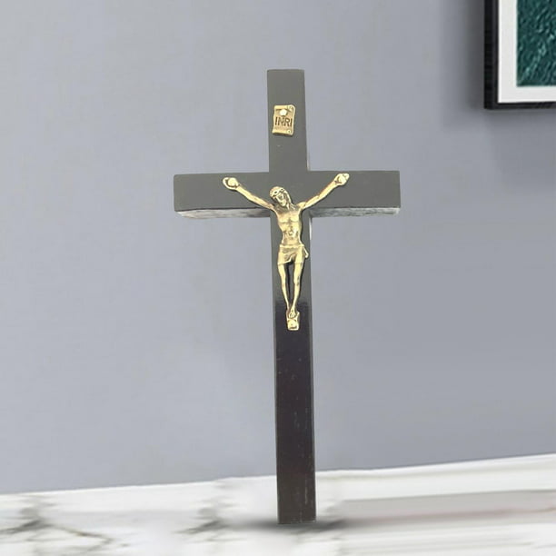 Crucifijo de pared, cruz, decoración artesanal en 3D, estatuilla de estatua  de Jesús, decoración de pared de religioso, decoración de iglesia dorado