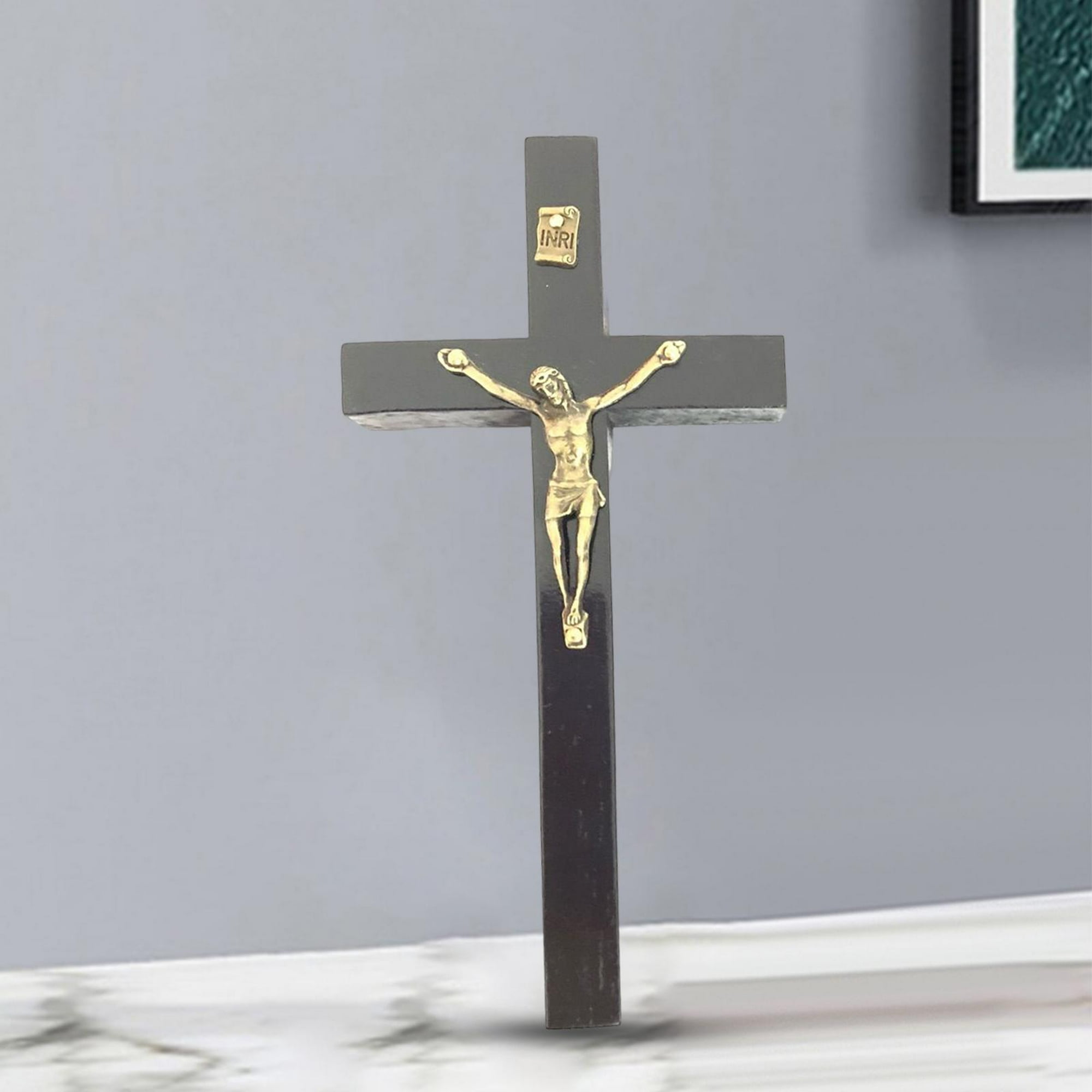 Crucifijo Pared Cruz Metal Decoración - 10 Pulgadas, Oro