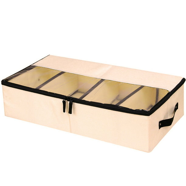  WODETIAN Juego de 2 cajas de almacenamiento para debajo de la  cama, con asa y cremallera para 8 pares de zapatos, caja de almacenamiento  multiusos plegable para debajo de la cama (