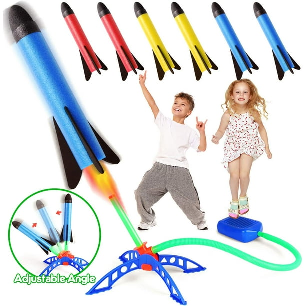 Kiddie Play Lanzacohetes para niños para pisotear con 6 cohetes juguetes al  aire libre, regalo para niños y niñas a partir de 6 años