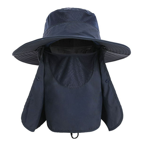 Sombrero para el sol Gorra con protección UV Ala ancha Nylon Transpirable Secado  rápido UPF 50+ Sombrero de pesca con cubierta extraíble para solapa en el  cuello y la cara Azul oscuro