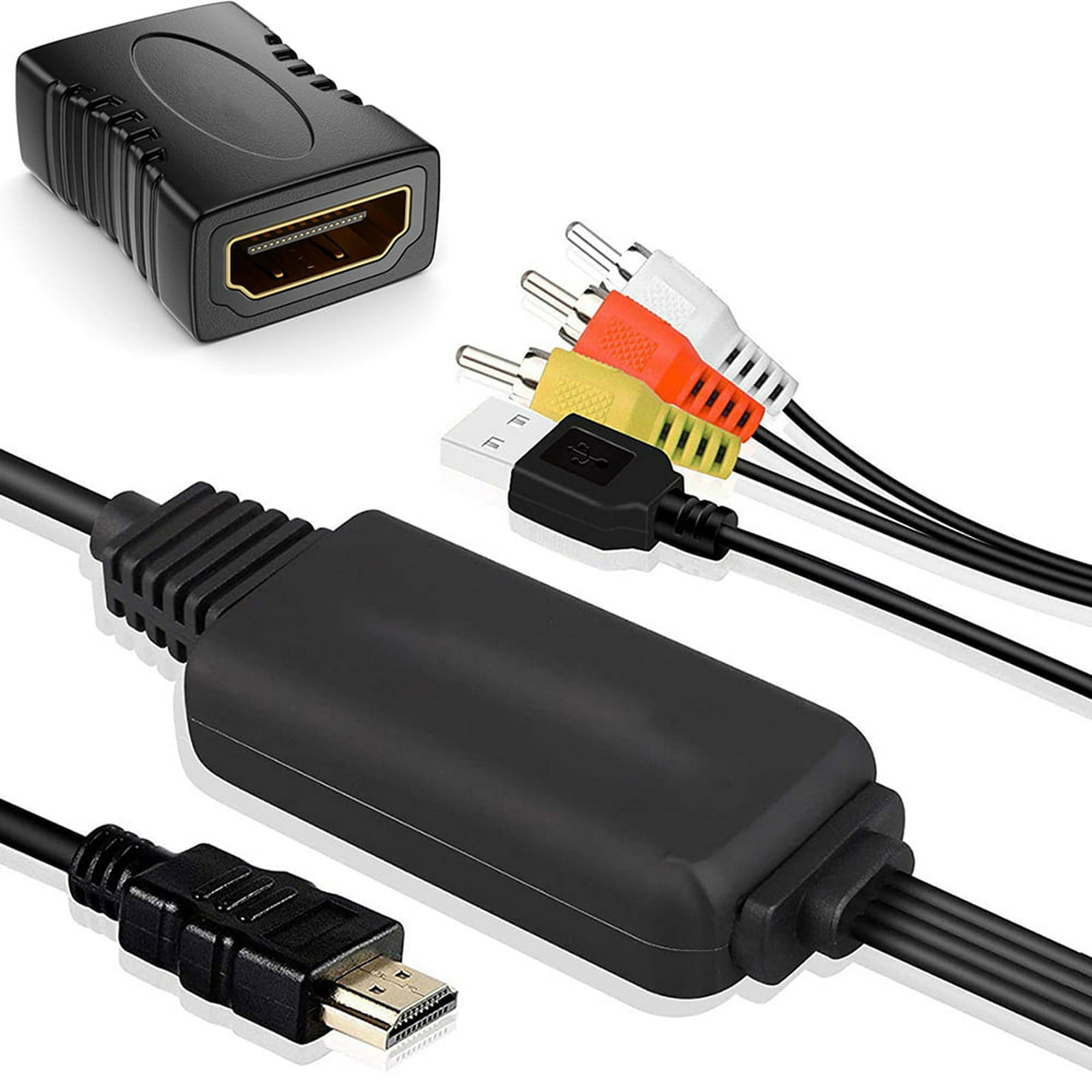 HDMI a RCA Cable, HDMI a RCA Convertidor, AV 3RCA CVBS compuesto a 1080P  HDMI Audio Video Adaptador compatible con NTSC para HDTV, Apple TV, PC,  ordenador portátil, Xbox, DVD Etc. (Hembra