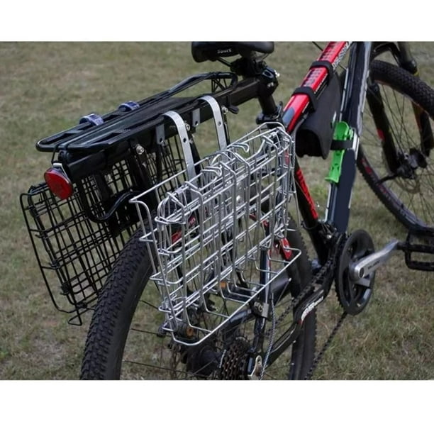 HOMEE Cesta trasera plegable para bicicleta, de malla de alambre, plegable,  bolsa delantera desmontable, cesta trasera colgante para bicicleta, bolsa