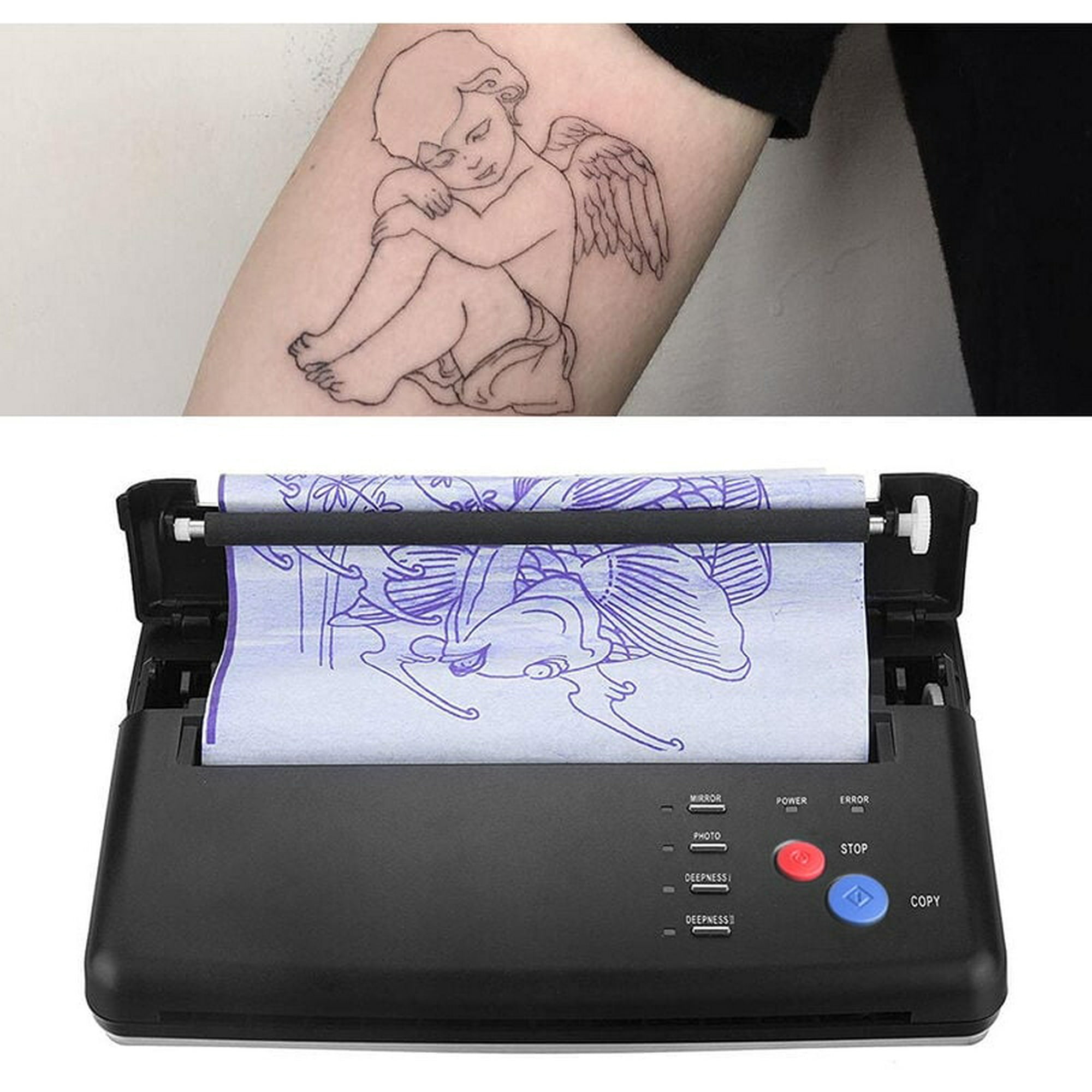 Máquina para transferencia de esténcil de tatuaje negro, máquina copiadora  impresora térmica con papeles de regalo