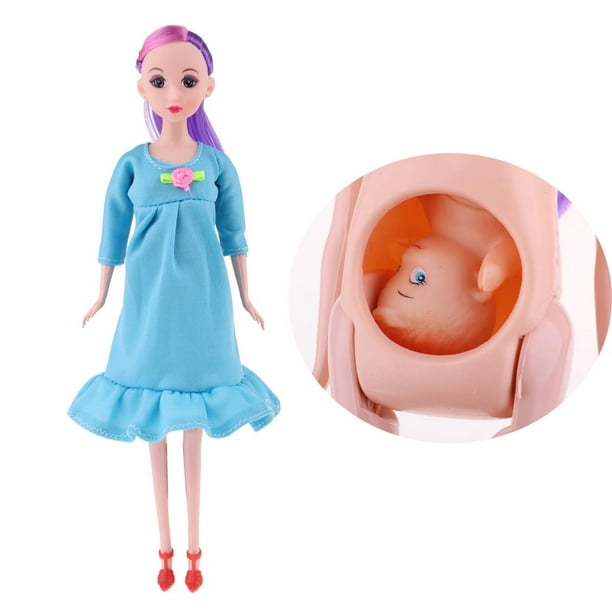 KunHe Muñeca embarazada real azul tiene un bebé en su muñeca mamá barriga