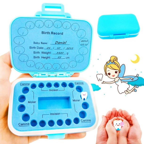 Caja de recuerdo de dientes de leche, pp Caja de mantenimiento de dientes  para niños para niños, impresa en inglés para mantener la memoria de los  niños Levamdar WMZL-1412-1