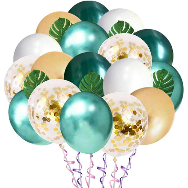 RV 50 piezas de decoración de cumpleaños de la selva, globos verdes blancos  dorados de 12 pulgadas con hojas de palma, globos de látex y globos de  animales del bosque de Safari