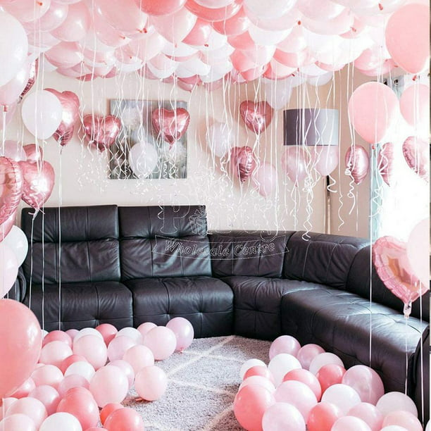 Decoración cumpleaños niña feliz cumpleaños guirnalda globos decoración  cumpleaños set con globos rosa, pompones de papel de seda rosa para decoración  cumpleaños bautizo niña Vhermosa LL-1514