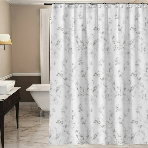 Cortina de ducha de mármol para baño Juego de cortinas de ducha de tela  gris y blanca Accesorios de baño decorativos resistentes (72 ​​W x 72 H)  JAMW Sencillez