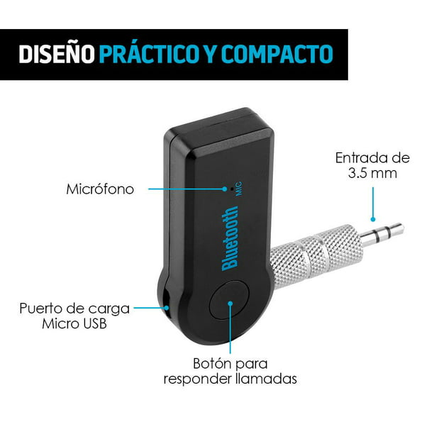 Receptor Bluetooth de Audio para Modular, Autoestéreo, Estéreo y Bocinas, Manos  Libres, Aux. 3.5mm Redlemon Autoestéreo y Modular. Negro