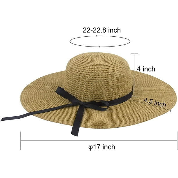Sombrero para el sol de paja de ala ancha para mujer, gorra enrollable  plegable con protección solar UPF 50+, sombreros de playa de verano MFZFUKR  CZMR-YX33-6