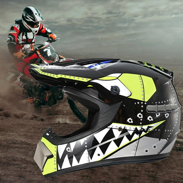 Casco de motocicleta para adultos, casco de cara completa, visera  todoterreno, motocross, ATV, motocross, casco de motocross, gafas, máscara,  guantes