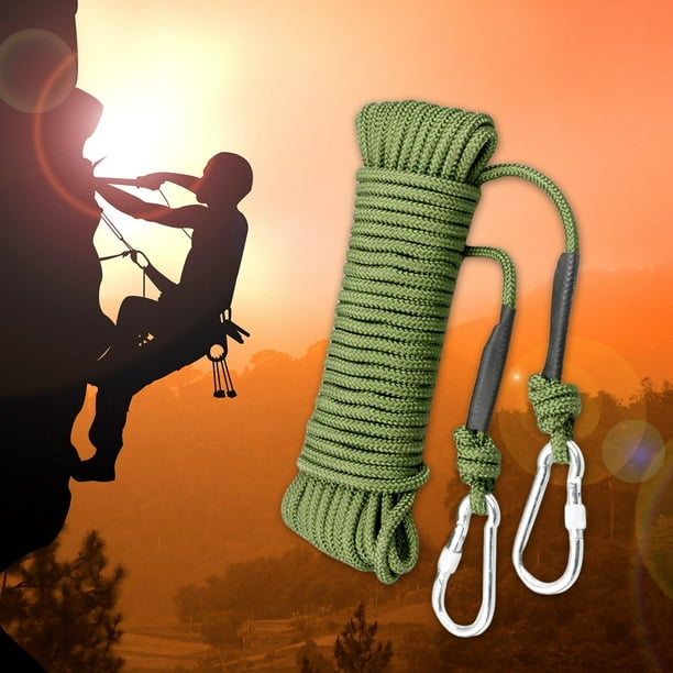 Cuerda de escalada estática para exteriores, cuerda de escalada en roca,  cuerda de rappel para escalada de árboles, cuerda de nailon de Escape con 2  ganchos de acero, 10mm