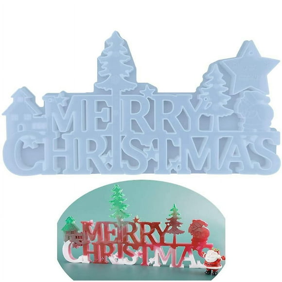 molde de resina de silicona navideña moldes de letras de feliz navidad en 3d molde colgante de resina epoxi con signo de palabra de feliz navidad decoraciones colgantes de navid yongsheng 9024735385097