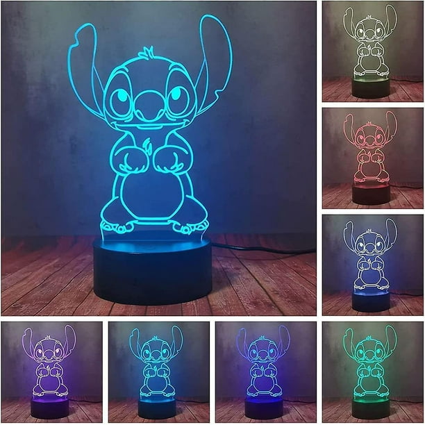 Lampara de Mesa 3D LED Stitch con Control Remoto Regalos de Navidad  Decoracion