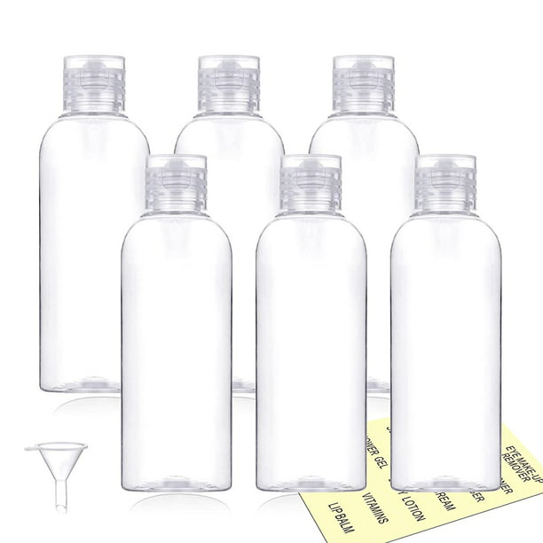 Botellas de viaje de plástico, 100 ml / 3.4 oz Recipientes vacíos para  botellas pequeñas para artículos de tocador con tapa abatible (paquete de  6) Vhermosa Termos e Hidratación