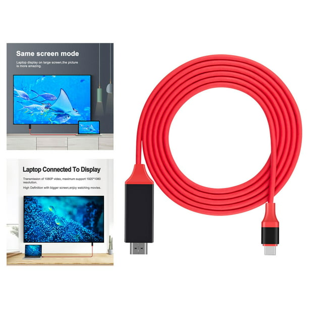 Cable USB C a de 2M, monitor de pantalla Plug and Play 4K 30Hz Cable  adaptador de instalación simple Proyectores Teléfono móvil HDTV Rojo  shamjiam cable usb-c a hdmi