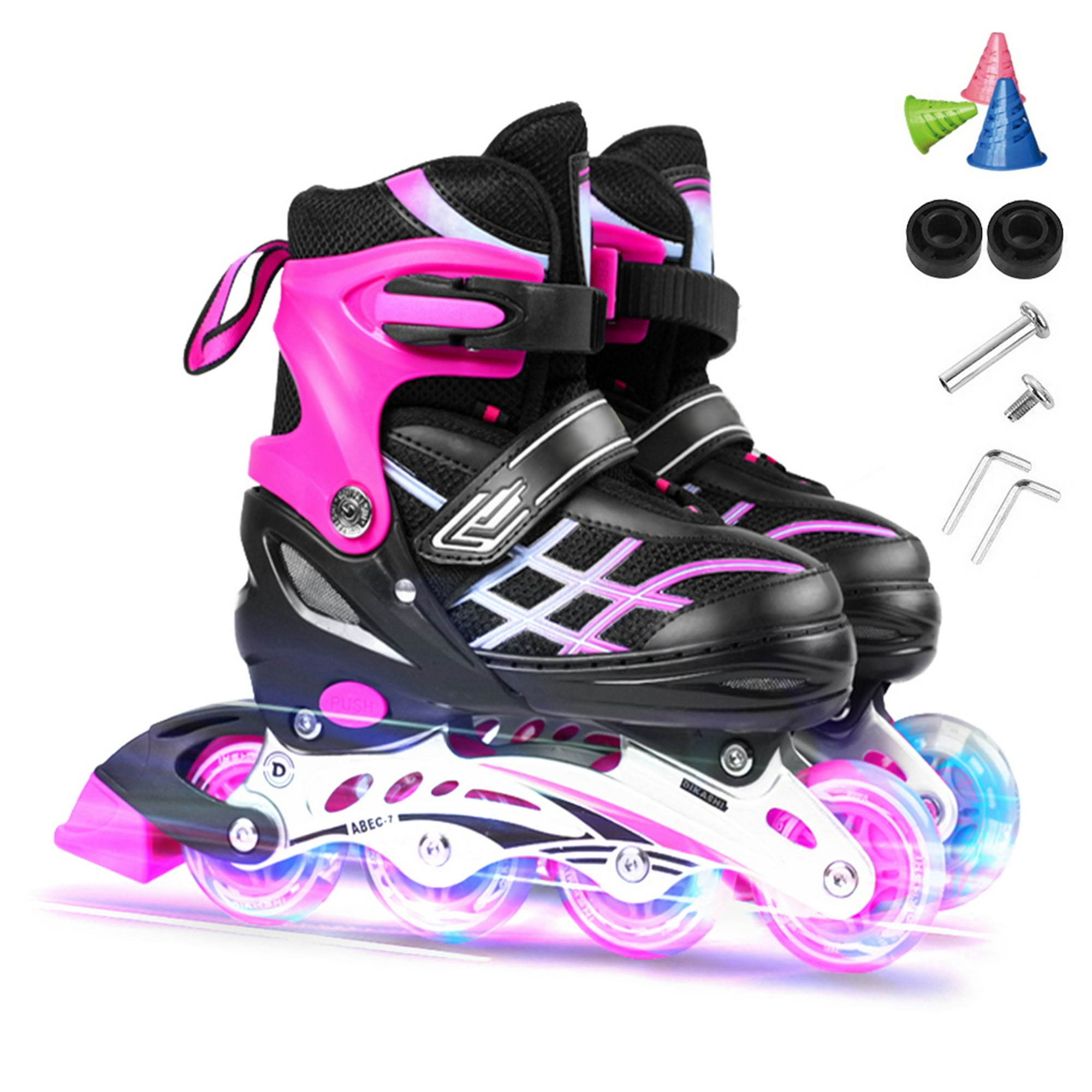 Patines en línea iluminados ajustables con ruedas iluminadas para niños y  jóvenes Patines en línea para niños y niñas Maboto Zapatos de patin