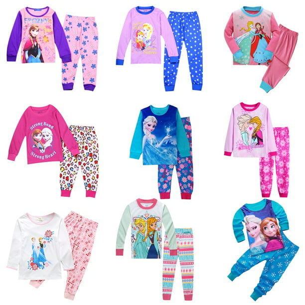 Conjunto de Pijamas de la serie de princesas de Frozen para niños y niñas, camiseta de larga dibujos animados de Anna, Elsa y pantalones, 2 unids/set, novedad yaoshenbao