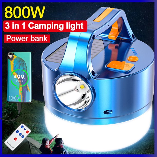 LED Lampara Linterna Portátil Solar & USB Recargable Luz De Tienda Camping  Luces