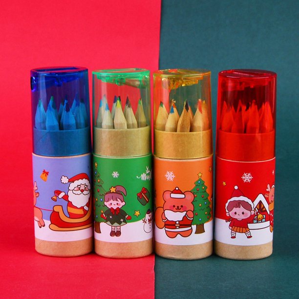 Lápices de colores de Navidad, 12 colores brillantes, lápiz portátil para  colorear para niños, niñas, niños, estudiantes, regalo de Navidad