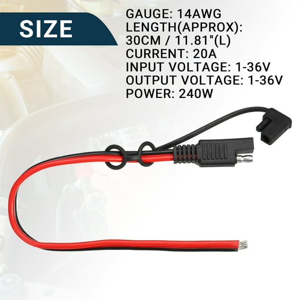SPARKING - Cable cargador de batería de motocicleta de 2 pies, terminal de  anillo Sae a O, cable de extensión de montaje de desconexión rápida, arnés
