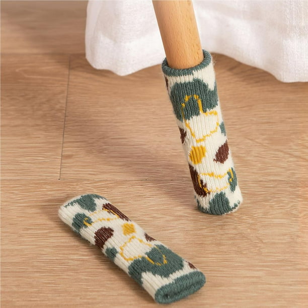 Calcetines de lana de punto para patas de silla, juego de fundas  antideslizantes para muebles, 4