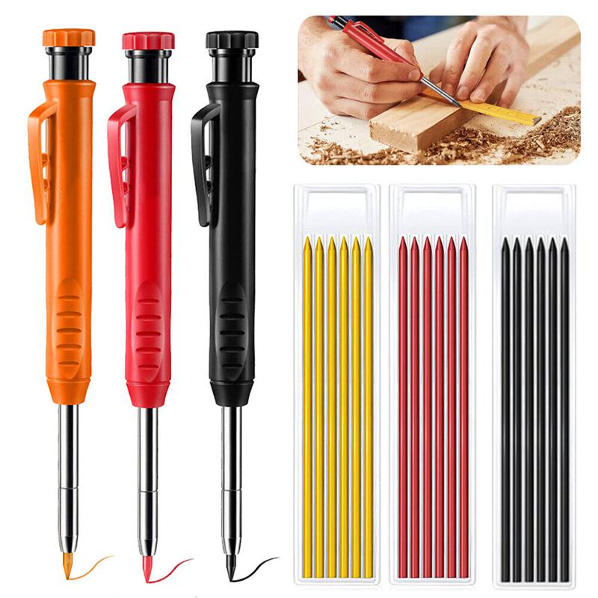 Solid Carpenter Pencil Set Woodworking Tools Mechanical Pencil 3