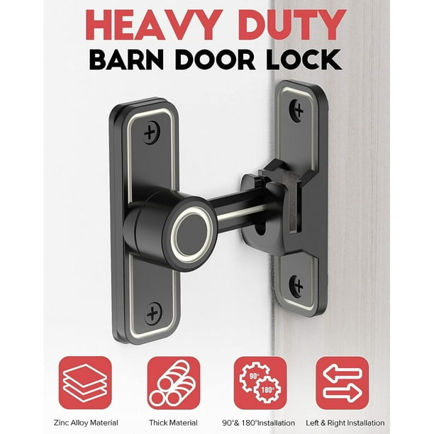  Cerradura de puerta corrediza de granero abatible de 180 grados  para privacidad – Cerraduras de puerta de granero seguras y pestillos para  puerta de granero, puerta de mascotas, baño, al aire