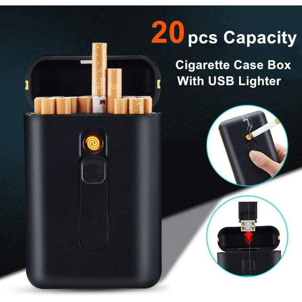 Pitillera con encendedor de aluminio Electronic Cigarette Box