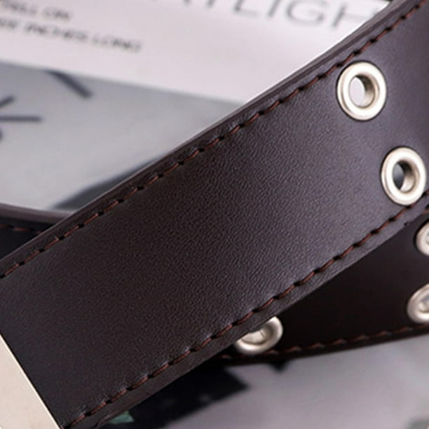 Cinturón punk unisex, cinturón decorativo de cuero PU gótico con ojales de  2 agujeros, cinturones casuales hebilla, negro , Negro sin Cadena Baoblaze
