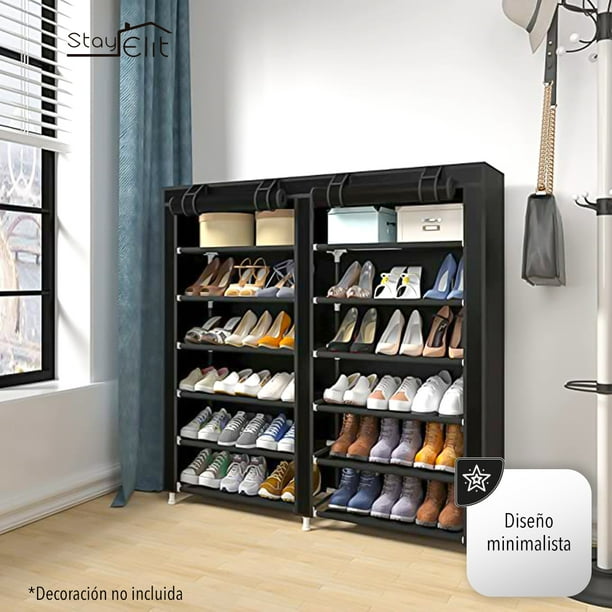 Closet Zapatera Minimalista Armario Organizador Multifuncional Armable /  Almacenamiento para Zapatos 36 Pares (Negro, 6 niveles) Stay Elit  Minimalista armable