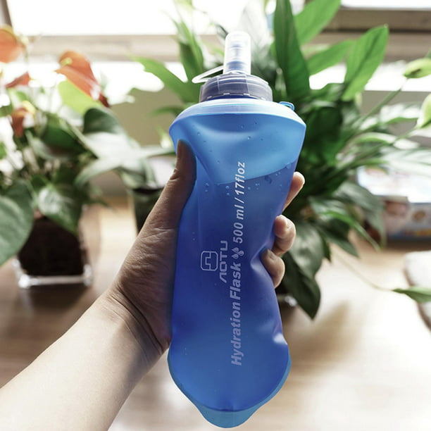 Botella de agua de silicona plegable, contenedor de grado reutilizable de  TPU de grado alimenticio, portátil, para acampar, senderismo, gimnasio,  bote Azul DYNWAVEMX botella plegable
