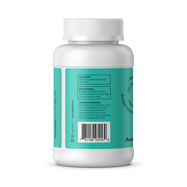 0.04 oz activado por zeolita por cápsula micronizada de Clinoptilolita 96%  de pureza