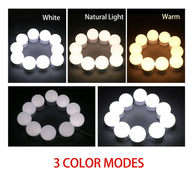 Luz de Maquillaje Luces de Espejo de Tocador de Portátiles con Bombillas  LED Brillo de 3 Modos de Color para Iluminación de Espejo - 10 bulbos 10  bombillas Baoblaze luces de espejo