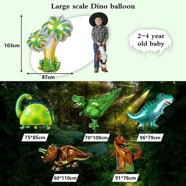  92 piezas de decoración de fiesta de cumpleaños con temática de  dinosaurios, suministros de fiesta de dinosaurios para niños, globos de  dinosaurio, cortinas de papel de aluminio, pancarta de feliz cumpleaños