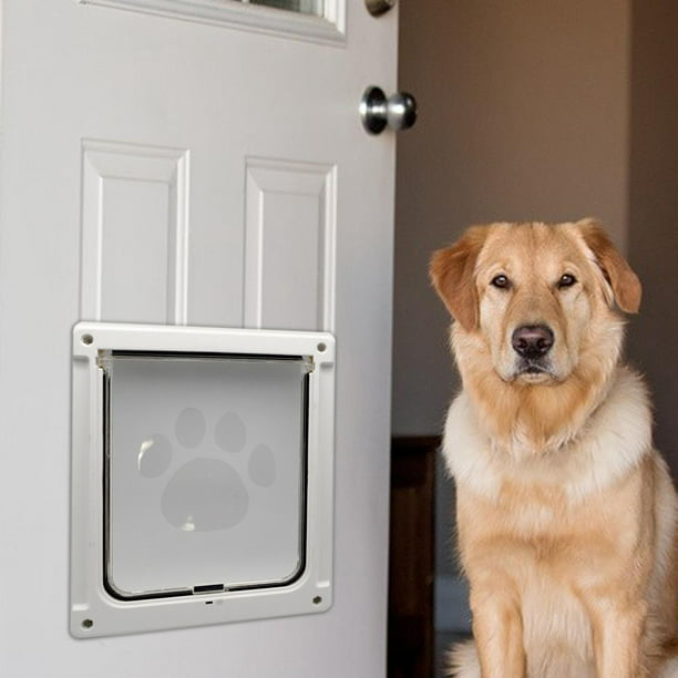 Puerta para mascotas para perros, puerta para perros para interiores con  puerta de gato, puerta de paso a través de cierre automático, puerta de