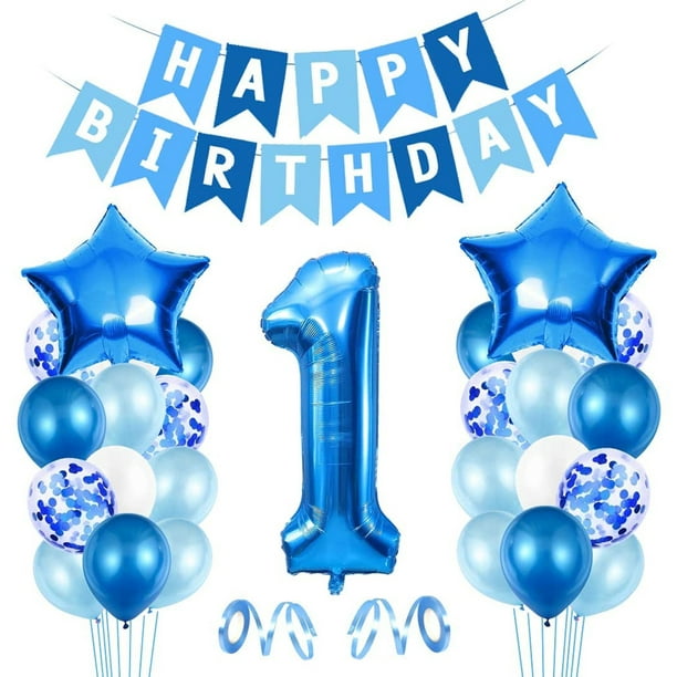Cartel de feliz cumpleaños banderines globos de fiesta azul confeti globo  de látex fiesta decoracion Zhivalor BST3028589-1